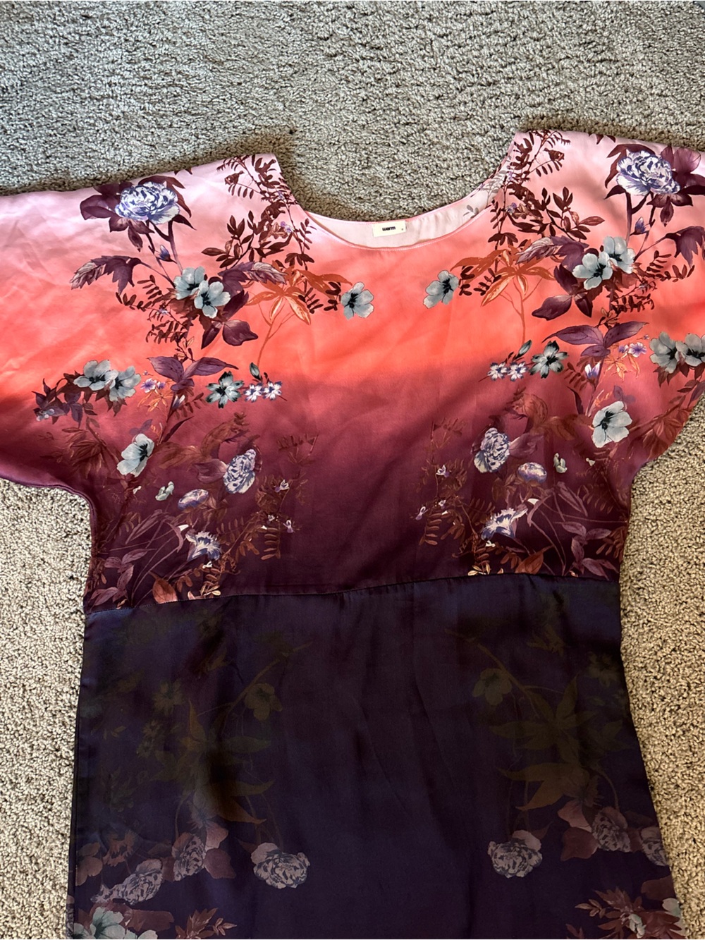 Warm Pink to Purple Ombre Floral Dress